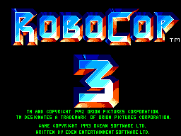 Robocop 3 title screen for Sega Master System